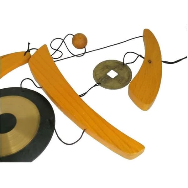Asian Zen Chime - LA CHINEUSE - 12 cm Gong - Rått trä och koppar - Brunt och guld