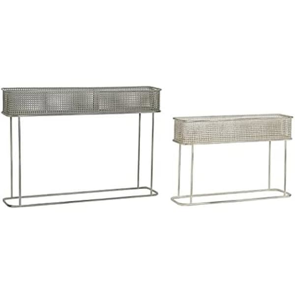 Set med blomkrukor - DKD HEMINNREDNING - Metall - Vit och Grå - 100x22x70 cm - Utomhus