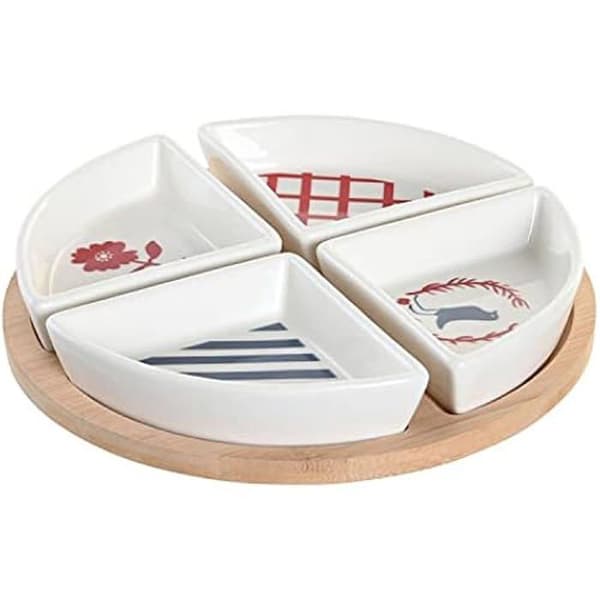 Förrättsset - DKD HEMINNREDNING - Blå, Vit, Röd - Stengods - 21,5 x 21,5 cm - Modern design