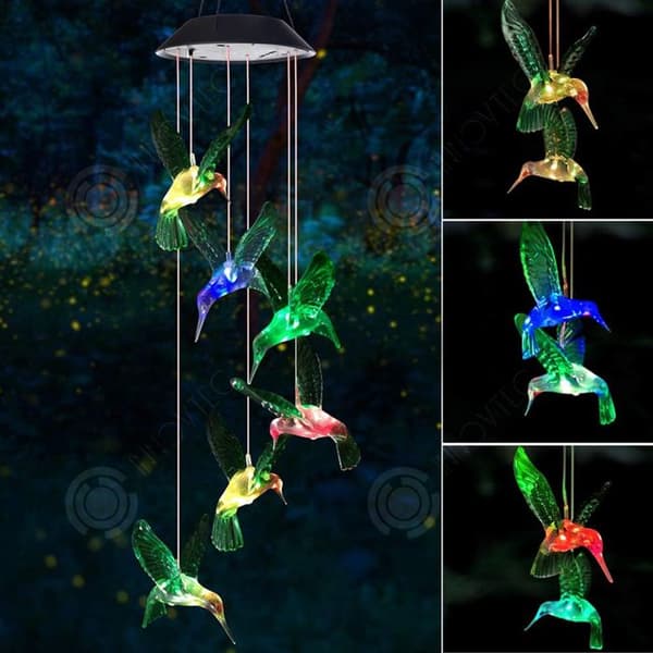 INN Wind Chime 12,5x70cm 600mah IP44 6 LEDs Intelligent ljusstyrning Utomhus Wind Chime Solar Wind Chime