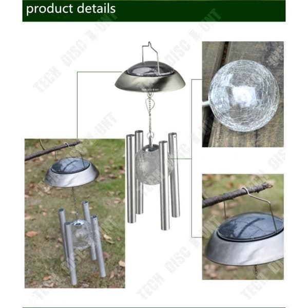 TD® Solar chime lampa läsbord utomhus inomhus led dekoration ljus färg vind trädgård innergård vägglampa