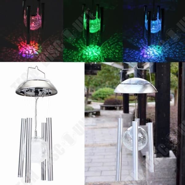 TD® Solar Ball Trädgårdsljus glas och klockspel/RGB-lampa vindklocka rostfritt stål Vattentät/dekoration