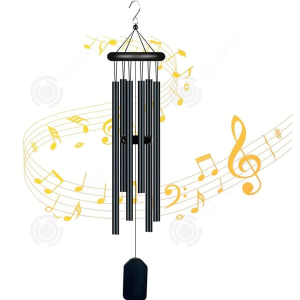 Carillon eolien PASSIONOVA 70 cm Vindspel i trä och metall med krok 6 aluminiumrör Vindspel Carillon à Vent