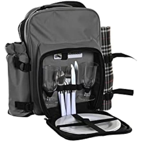 Picknickset - DKD Home Decor - Mörkgrå - Polyester - 28,5 x 20 x 39 cm - Utomhus