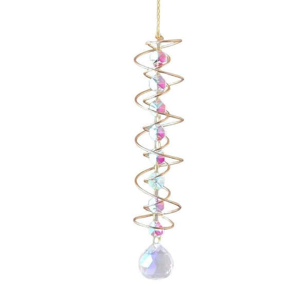Färgglad kristall solfångare vindspel med spiraldesign, roterande dekor för fönster, trädgård, bröllop och present