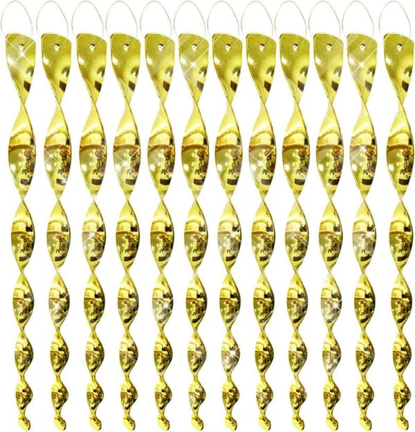 12-pack Spiraler för fågelavvisare - 30 cm, Fågelavvisande Spiraldesign, UV-beständig, för Trädgård och Terrass Guld 12 st