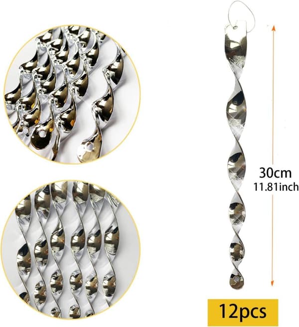 12-pack Spiraler för fågelavvisare - 30 cm, Fågelavvisande Spiraldesign, UV-beständig, för Trädgård och Terrass
