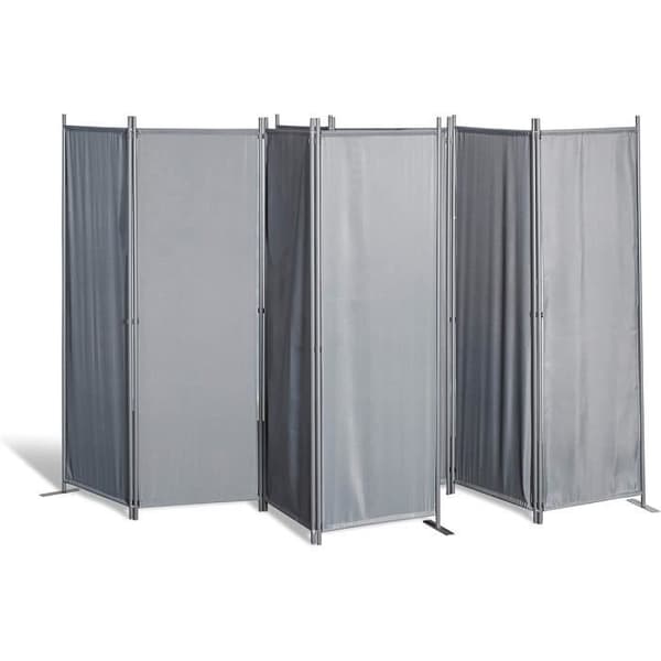 Paravent - GRASEKAMP - Set med 2 - 4 Delar - Grå - 100% Polyester, Stål