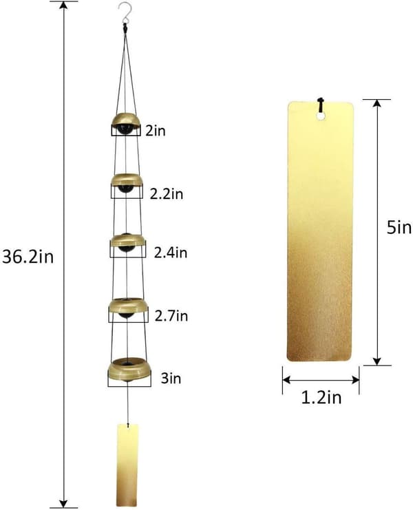 Lollanda Wind Chime in Copper – viisikerroksinen pagodimuotoilu selkeällä sävyllä, retro metallikoriste kotiin ja puutarhaan