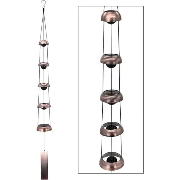 Lollanda Wind Chime in Copper – viisikerroksinen pagodimuotoilu selkeällä sävyllä, retro metallikoriste kotiin ja puutarhaan Punainen