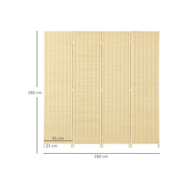 Spel av 4 skärmar 180 x 180 cm Rumsavdelning i bambu, hopfällbar naturlig färg