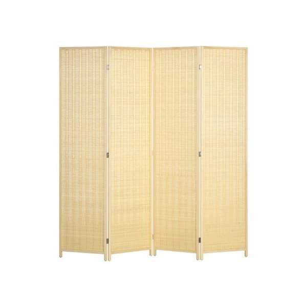 Spel av 4 skärmar 180 x 180 cm Rumsavdelning i bambu, hopfällbar naturlig färg