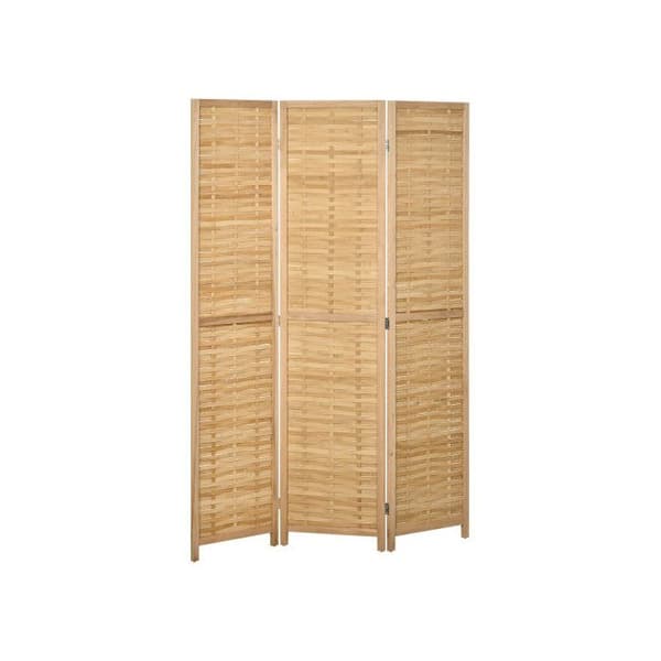 HOMCOM Rumdelare Tre-delad Paravent för visuell avskärmning i bambu 120x170 cm