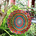 Miniatyrbillede 6 af 6: OBOSOE 2-pak 3D roterende mandala-vindspil – 15 cm mandala-dekoration til have og indendørs brug, flerfarvet