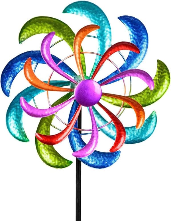 OBOSOE Farverig Vindklokke 124 x 30 cm – Roterende Vindmølle Havedekoration Vindmølle