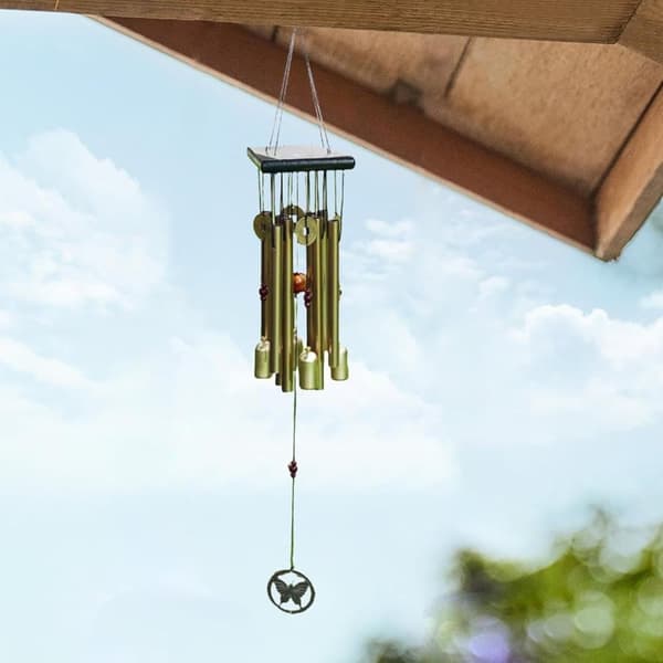OBOSOE kobber sommerfugletræ og aluminium vindklokke 26 tommer – perfekt til terrasse og altan