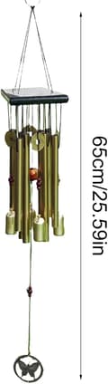 Miniatyrbillede 2 af 5: OBOSOE kobber sommerfugletræ og aluminium vindklokke 26 tommer – perfekt til terrasse og altan