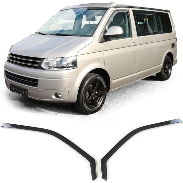 Sidofönsterdeflektorer - VW Bus T5 T6 från 03 - BLACK SMOKE - Regn/vindavvisare