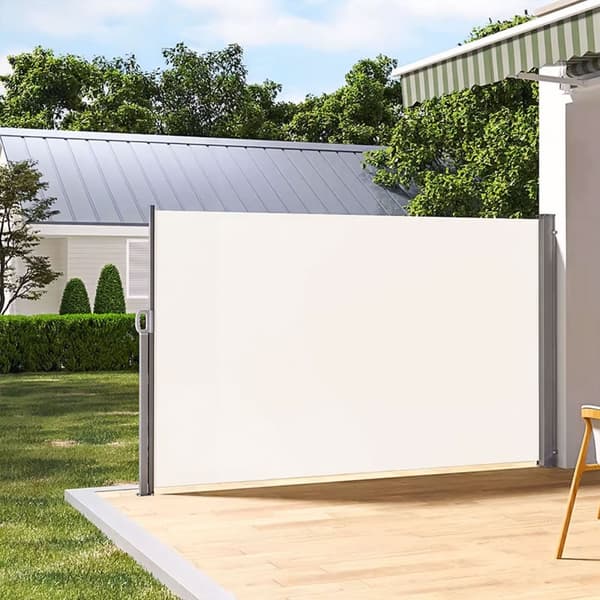 Utdragbart vindskydd - beige - 300x200 cm - för terrass & trädgård