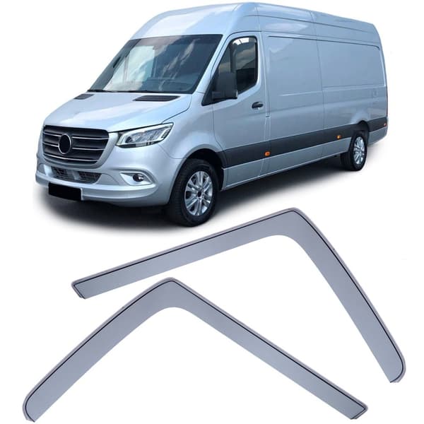 Højkvalitets sorte vindafledere til Mercedes Sprinter W907 (2018+), holdbar & aerodynamisk design