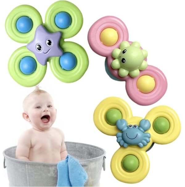 Fidget Spinner med sugekop, Sansebadelegetøj - Havdyr 3 stk