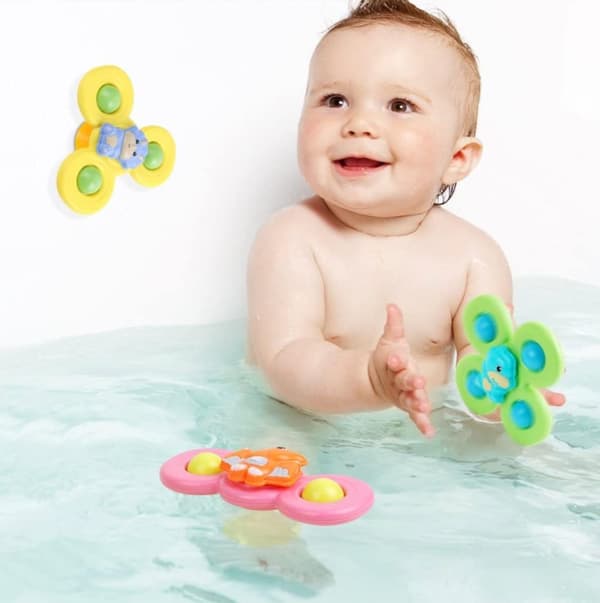 Fidget Spinner med sugkopp, Sensorisk badleksak - Dinosaurier 3 stycken