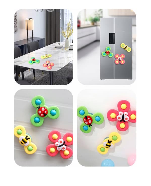 Fidget Spinner med sugekop, Sansebadelegetøj - Insekter 3 stk