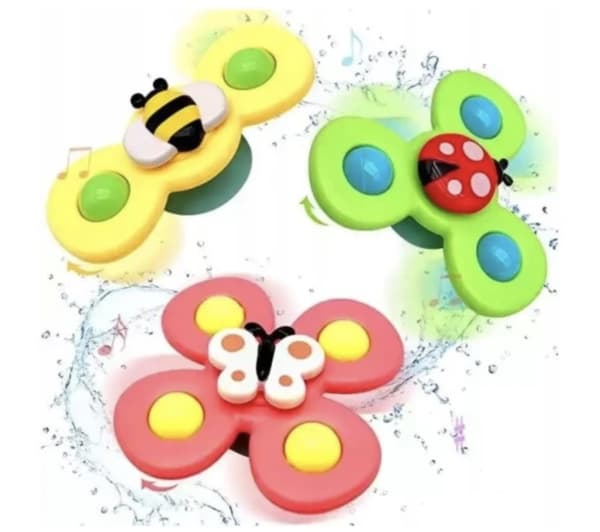 Fidget Spinner med sugekop, Sansebadelegetøj - Insekter 3 stk