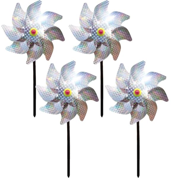 Lollanda 4-pack Reflekterande Fågelskrämmande Vindsnurror, Reflekterande Fågelskrämma- Silver, för Trädgård och Balkong C
