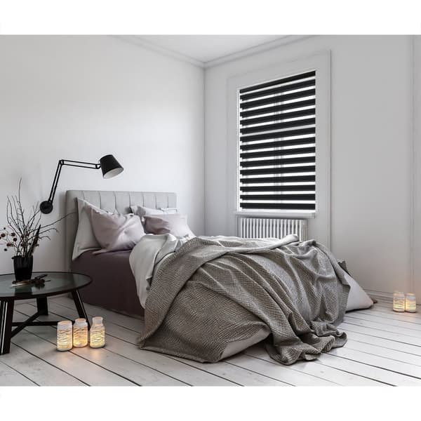 ECD Germany Double rollo klämfix utan borrning 55 x 150cm svart, genomskinlig och mörkare, duo blind för fönster och dörrar