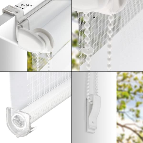 ECD Germany Double Rollo Clamping Fix ilman porausta 70 x 230 cm Bordeaux, läpikuultava ja tummu, Duo Rollo Windows & Ovet