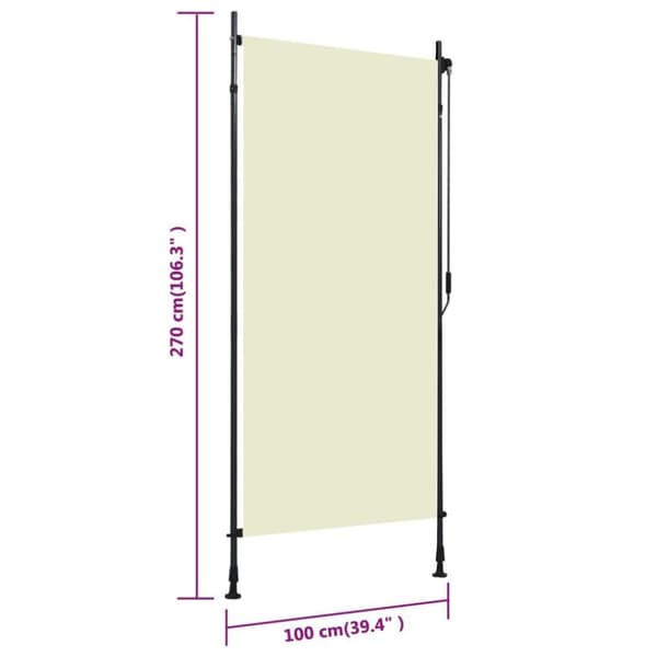 vidaXL Rullgardin utomhus 100x270 cm gräddvit