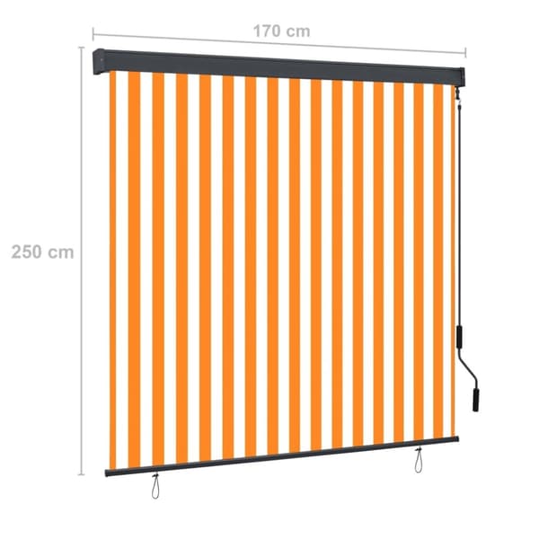 vidaXL Utendørs rullegardin 170x250 cm hvit og oransje