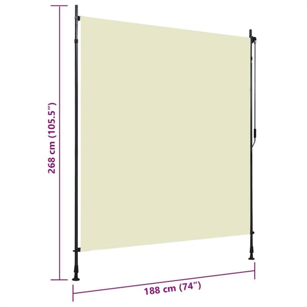 vidaXL Utendørs rullegardin 200x270 cm kremhvit
