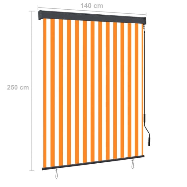 vidaXL Rullgardin utomhus 140x250 cm vit och orange