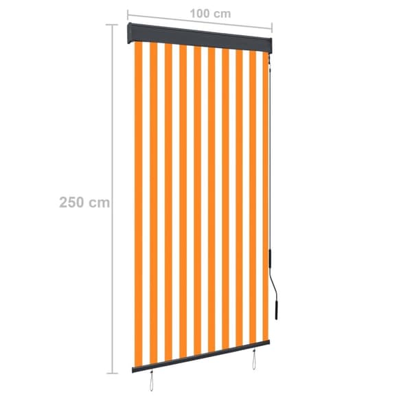 vidaXL Utendørs rullegardin 100x250 cm hvit og oransje