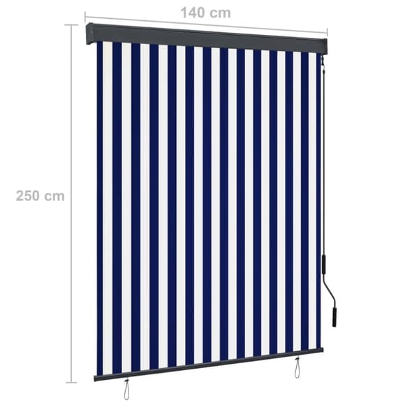 vidaXL Rullgardin utomhus 140x250 cm blå och vit