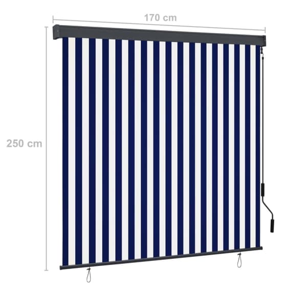 vidaXL Rullgardin utomhus 170x250 cm blå och vit