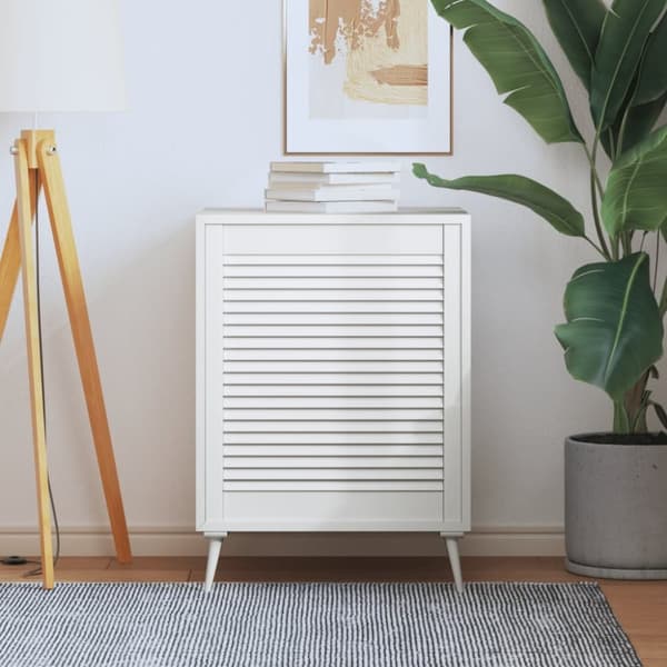 vidaXL Kaapin ovi säleikkömuotoilu valkoinen 69x59,4 cm täysi mänty