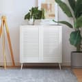 Miniatyrbild 3 av 7: vidaXL Skåpluckor lamelldesign 2 st vit 69x39,4 cm massiv furu