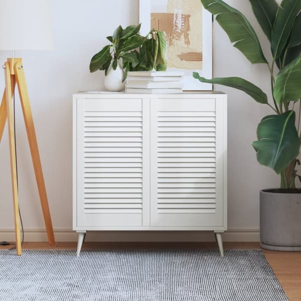 vidaXL skabslåger 2 stk. 69x39,4 cm lameldesign massivt fyr hvid