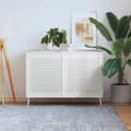 Miniatyrbild 3 av 7: vidaXL Skåpluckor lamelldesign 2 st vit 69x59,4 cm massiv furu