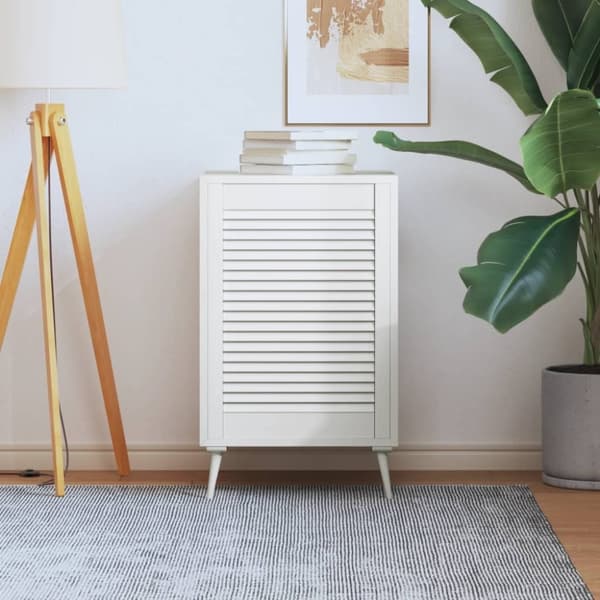 vidaXL skabslåge 69x49,4 cm lameldesign massivt fyrretræ hvid