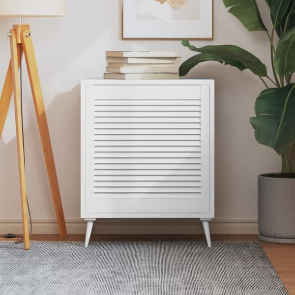 vidaXL Skåplucka lamelldesign vit 61,5x59,4 cm massiv furu