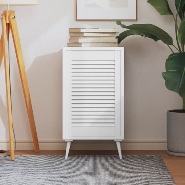 vidaXL Skåplucka lamelldesign vit 61,5x39,4 cm massiv furu