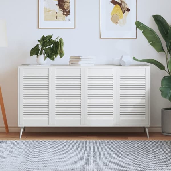 vidaXL Skåpluckor lamelldesign 4 st vit 69x39,4 cm massiv furu