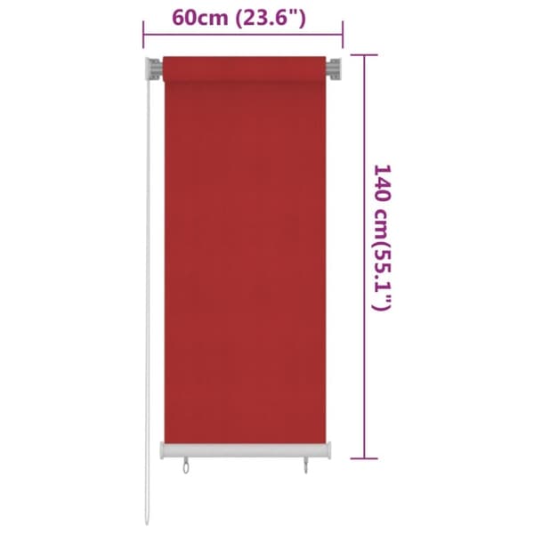 vidaXL udendørs rullegardin 60x140 cm HDPE rød