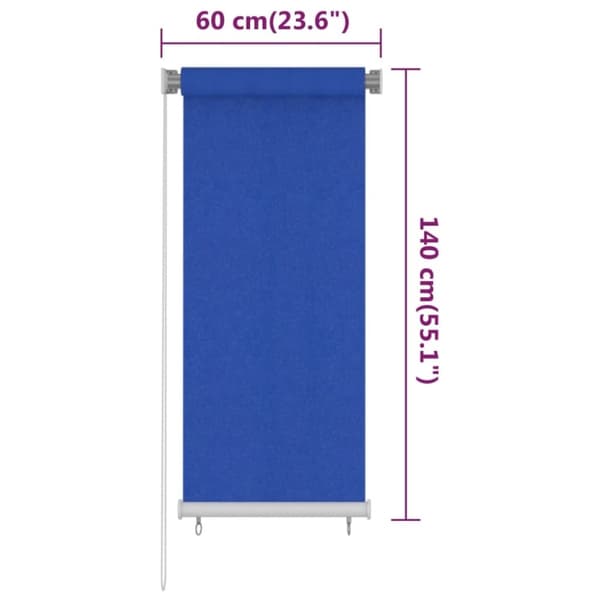 vidaXL Rullgardin utomhus 60x140 cm blå HDPE