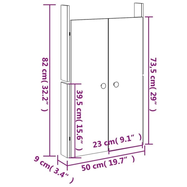vidaXL Utekjøkkendører 2stk 50x9x82 cm heltre furu