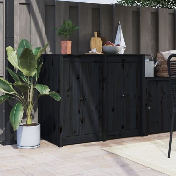 vidaXL Utekjøkkendører 2 stk svart 50x9x82 cm heltre furu